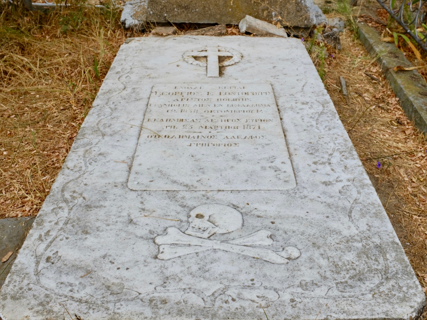 The gravestone of a pirate, said to be the only known pirate grave in existence anywhere, in Sulina, Romania.
