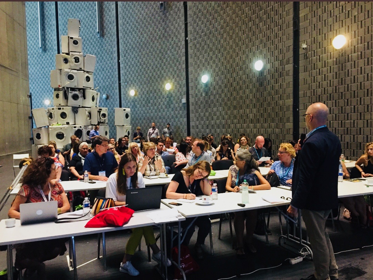 A big stack of washers at the back of the room while Mark gave his talk at TBEX Europe 2018 presentation, in Ostrava, Czech Republic.