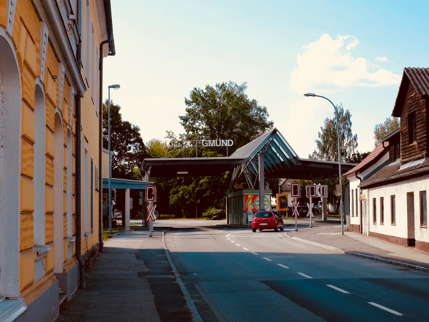 The old Cold War era border post between České Velenice, Czech Republic, and Gmünd, Austria.